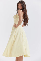 FloralBloom — Bustier Corset Midi Slit Dress