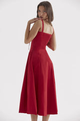 FloralBloom — Bustier Corset Midi Slit Dress