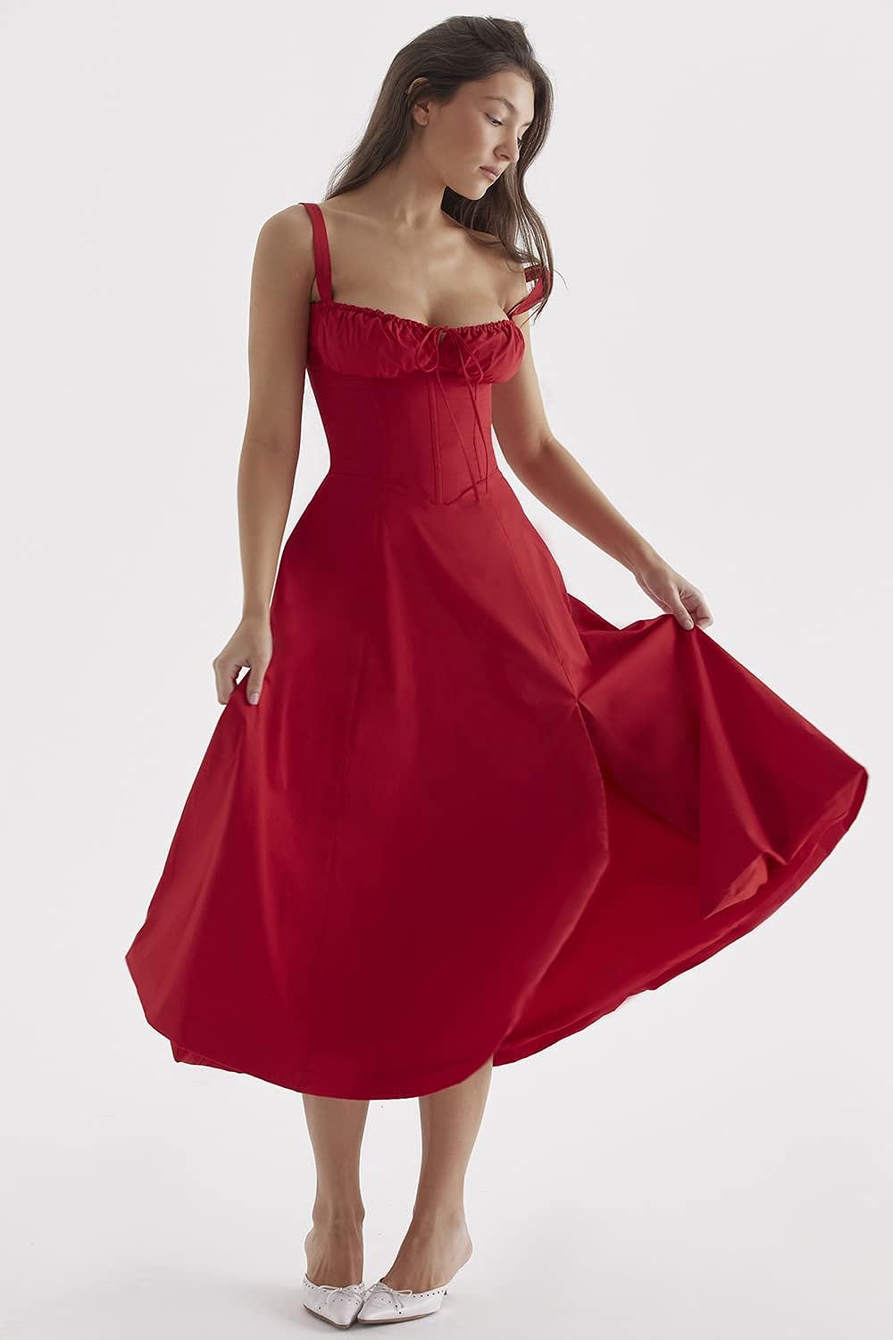 FloralBloom — Bustier Corset Midi Slit Dress