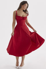FloralBloom — Bustier Corset Midi Slit Dress