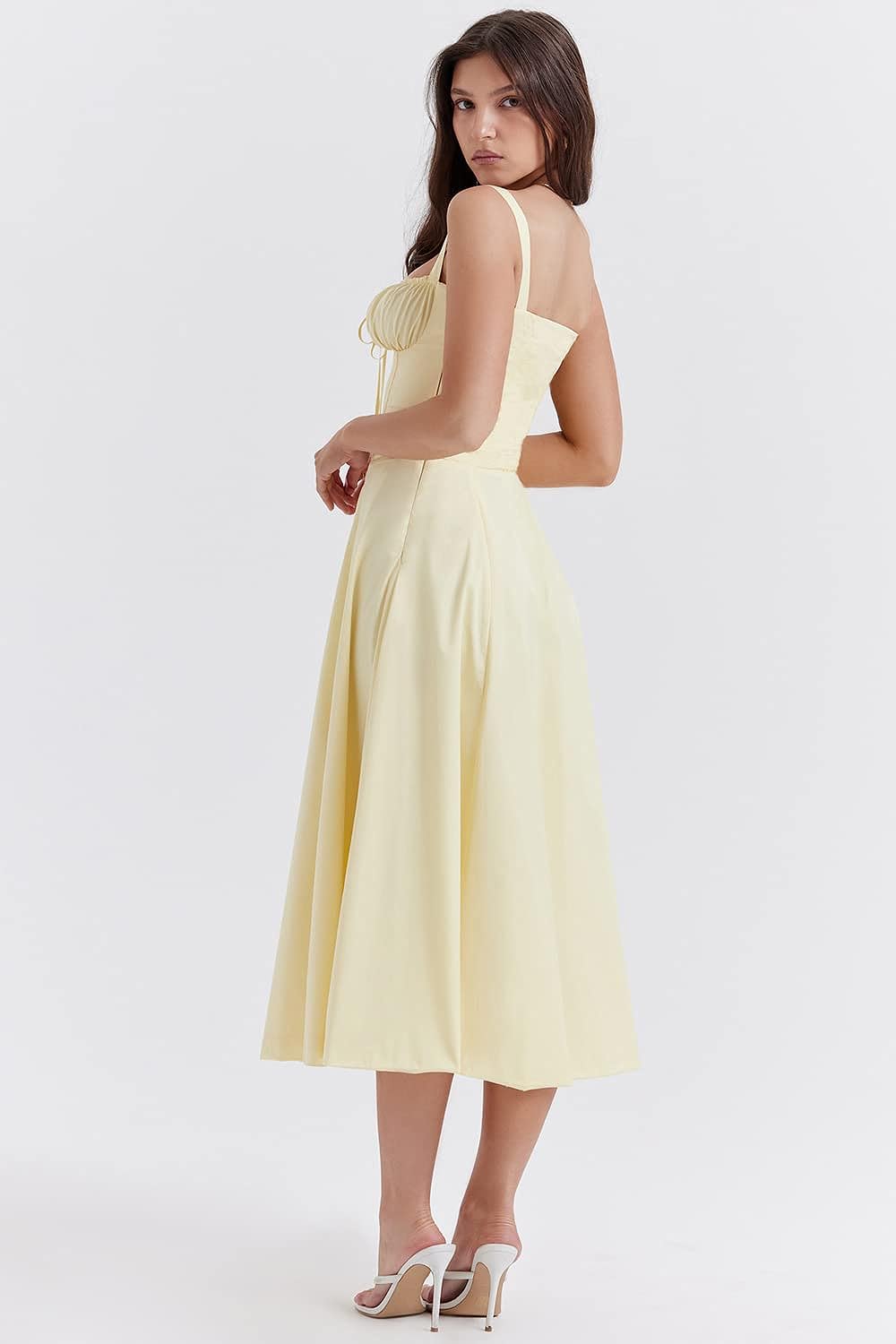 FloralBloom — Bustier Corset Midi Slit Dress