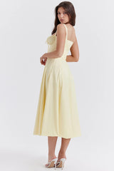 FloralBloom — Bustier Corset Midi Slit Dress