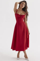 FloralBloom — Bustier Corset Midi Slit Dress