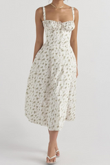 FloralBloom — Bustier Corset Midi Slit Dress