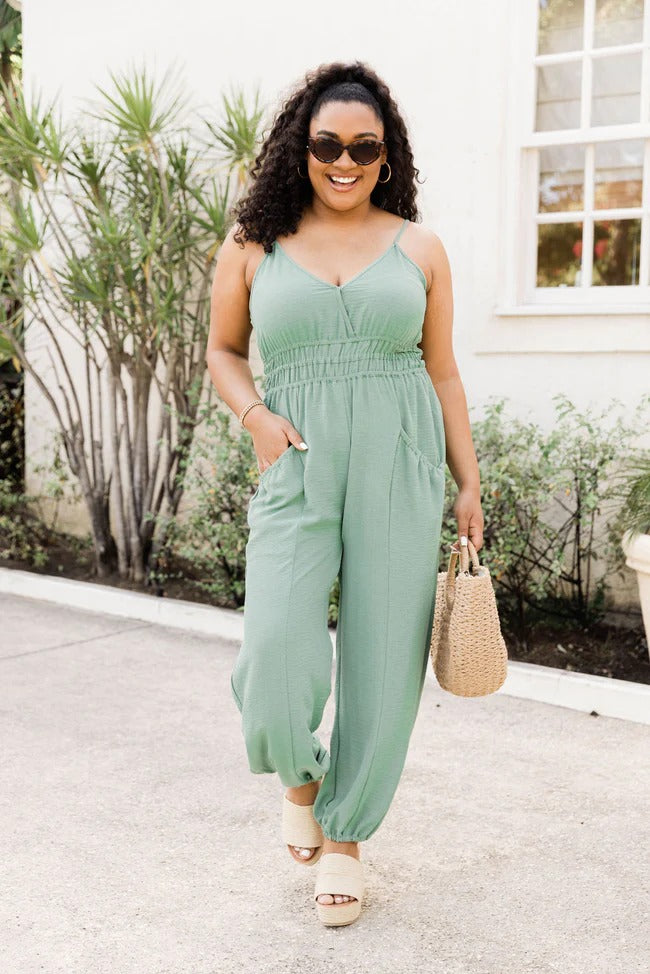 ChicCurve™ — Gathered Waist Romper With Pockets