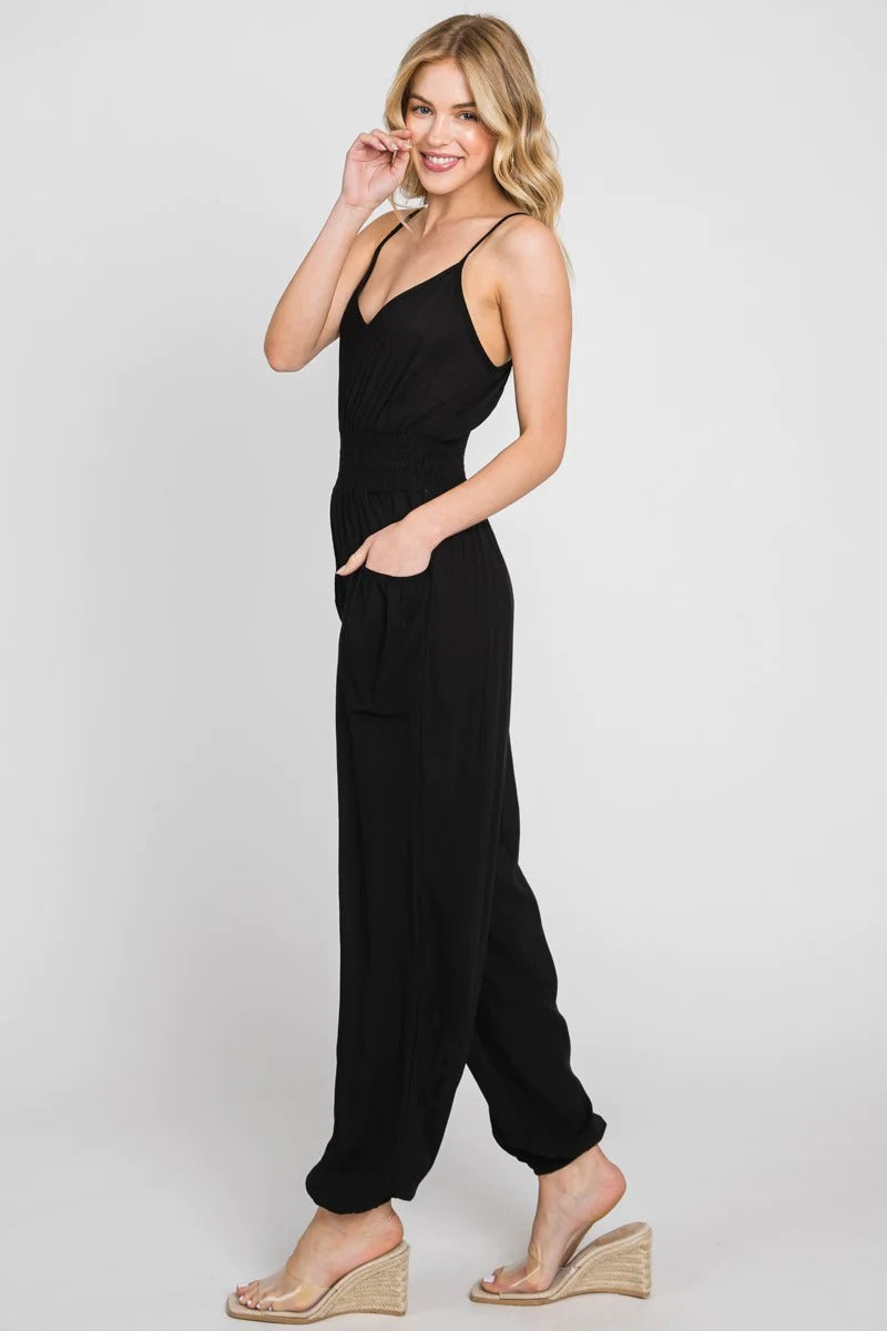 ChicCurve™ — Gathered Waist Romper With Pockets