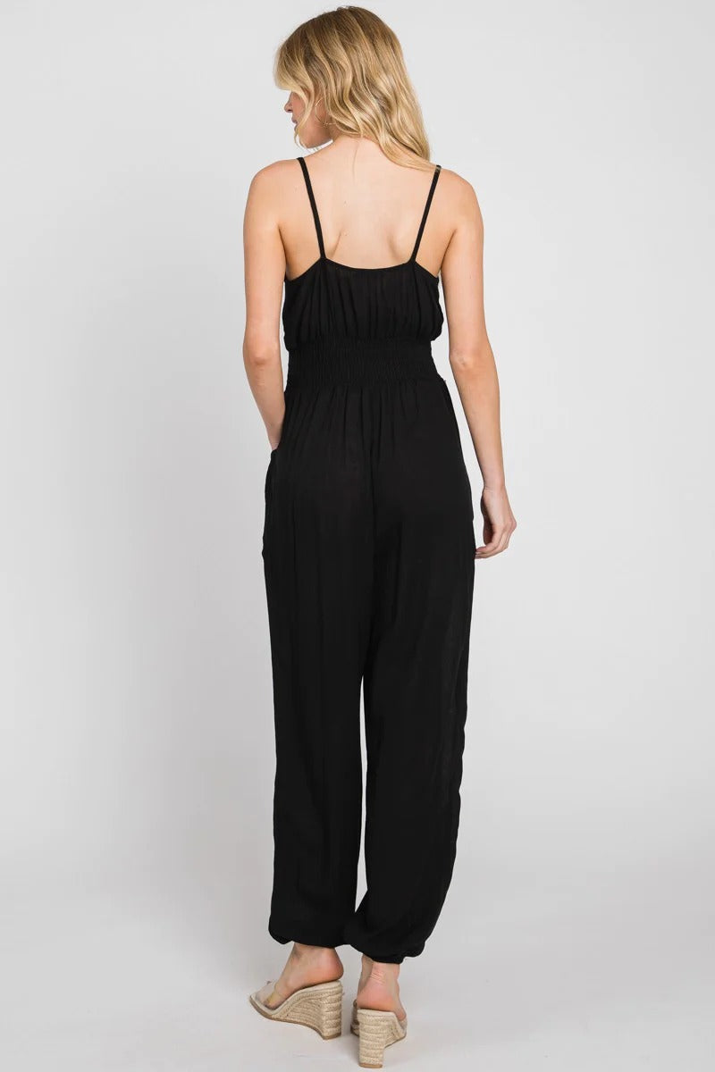 ChicCurve™ — Gathered Waist Romper With Pockets