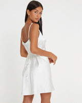 Ivory Elegance — Strappy Slip Dress In Satin