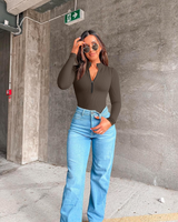 Cozy Chic — Half Zip Ribbed Bodysuit