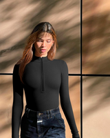 Cozy Chic — Half Zip Ribbed Bodysuit